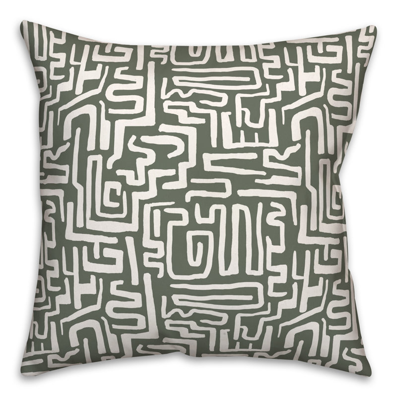 Coussin extérieur bleu marine Wiggly Shapes, H 18 po x l 18 po, Sauge