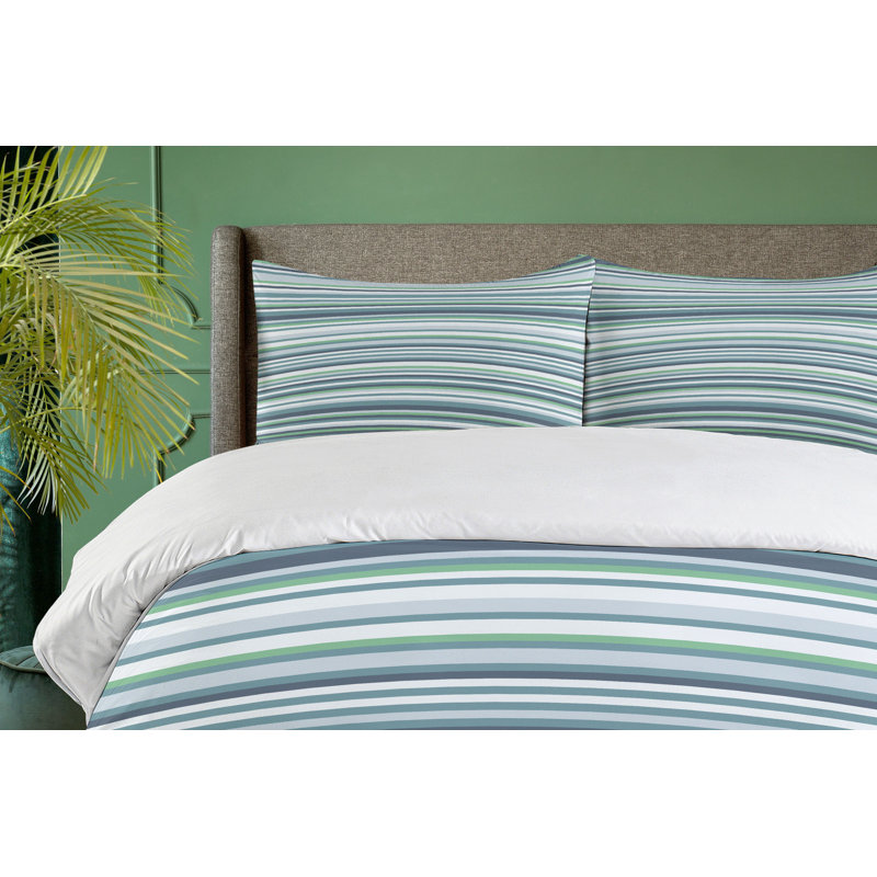 Striped Farmhouse / Country Polyester Striped Duvet Cover, Queen