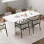 Table de salle à manger rectangulaire moderne blanc - base en bois massif, 6 places