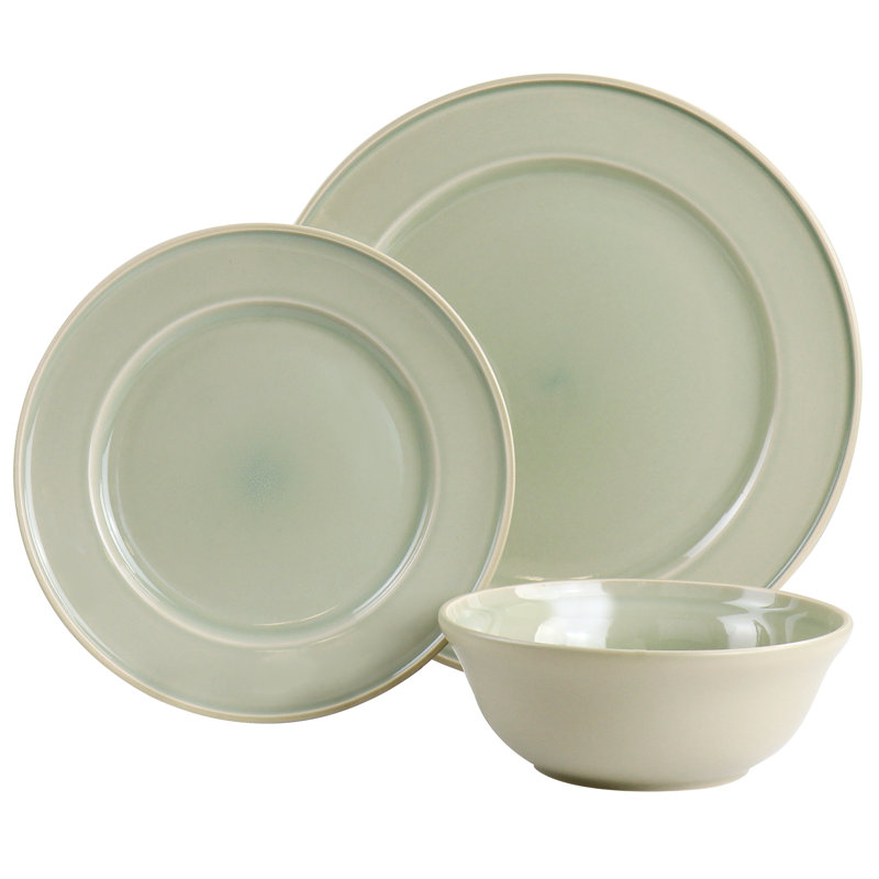 12 Piece Dinnerware Set, Service for 4, Sharkey Gray