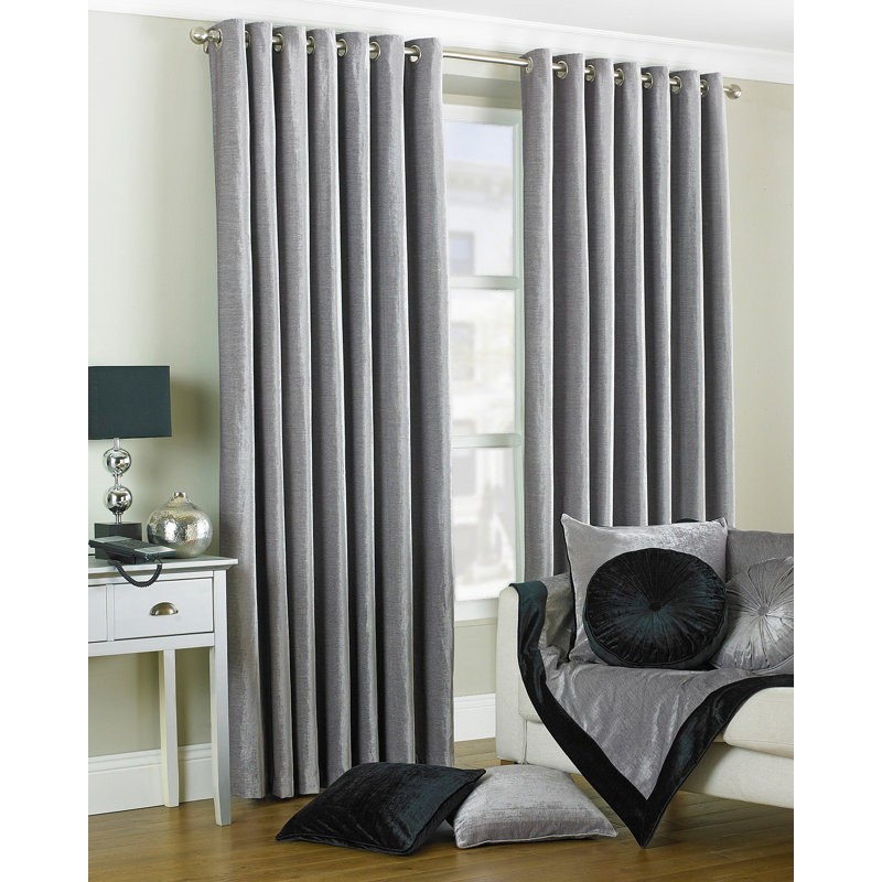 Geise Room Darkening Curtain Pair, Silver, 168 W x 183 D cm