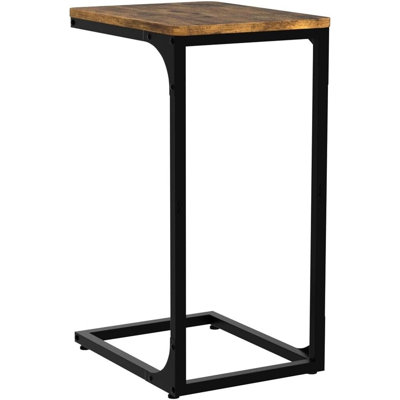 C Table Side Table Set Of 2 Living Room Sets C Shaped Couch Tray End Tables Farmhouse, Rustic Brown (017-30BN)