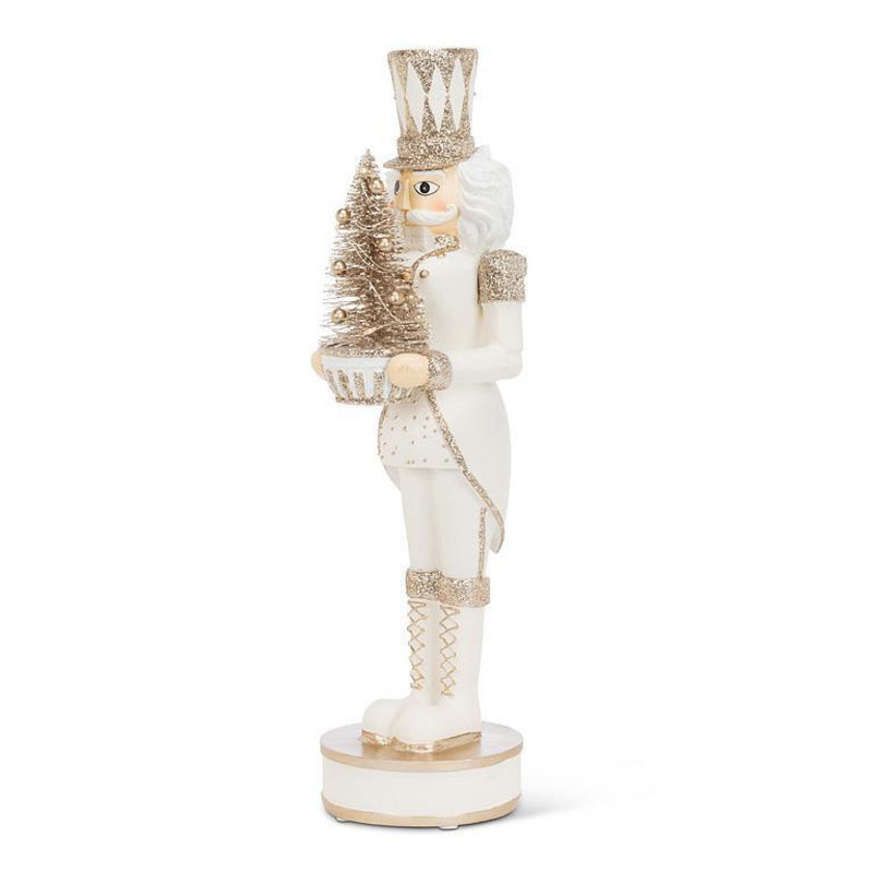 Nutcracker With Led Tree Figurine, White