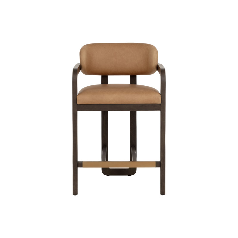 Madrone Counter Stool - Brown - Ludlow Sesame Leather, Counter Stool (26" Seat Height)