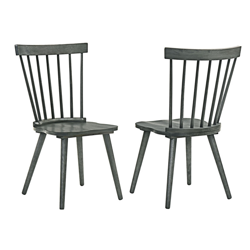 Ensemble de 2 chaises en bois massif, Gris