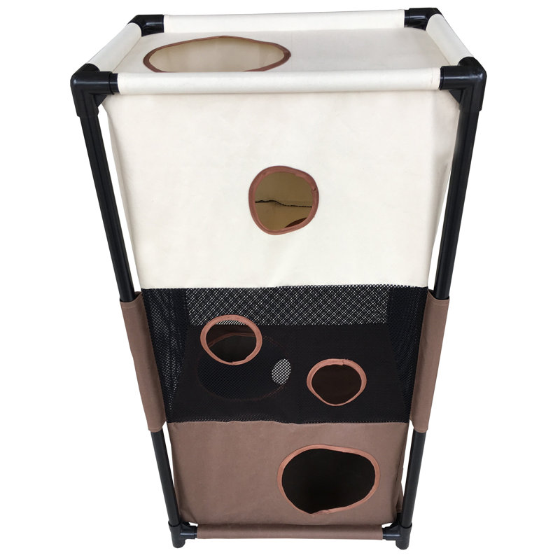 Meuble pour chat Pet Life Kitty-Square Obstacle, Kaki / Brun