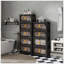 Noir, armoire de rangement pliante latérale de 24 po, 5 niveaux, 23,62 po x 13,78 po x 59,84 po, bacs de rangement pliables avec porte magnétique, armoire de rangement en plastique avec roues