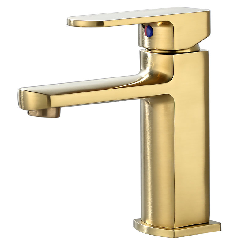 Derengge Singel Hole Bathroom Sink Faucet, Brushed Gold