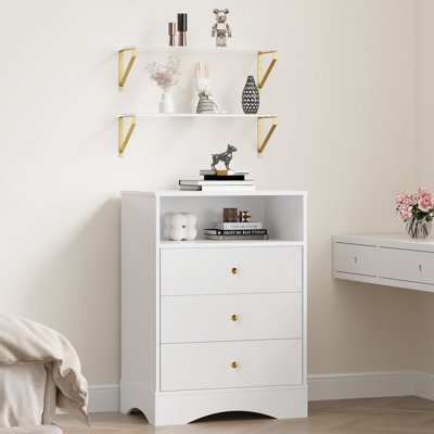 3-Drawer Chest with Acrylic Wall shelf