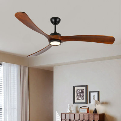 72 Inch Wood Ceiling Fan With  Light, Low Profile Ceiling Fan  With Remote Control,Noiseless Reversible DC Motor With Timer