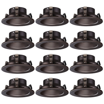 Garniture encastrée de 10 cm (4 po), déflecteur métallique, bronze huilé, compatible avec les ampoules PAR16, PAR20 et BR20, pour luminaires encastrés Halo/Juno.