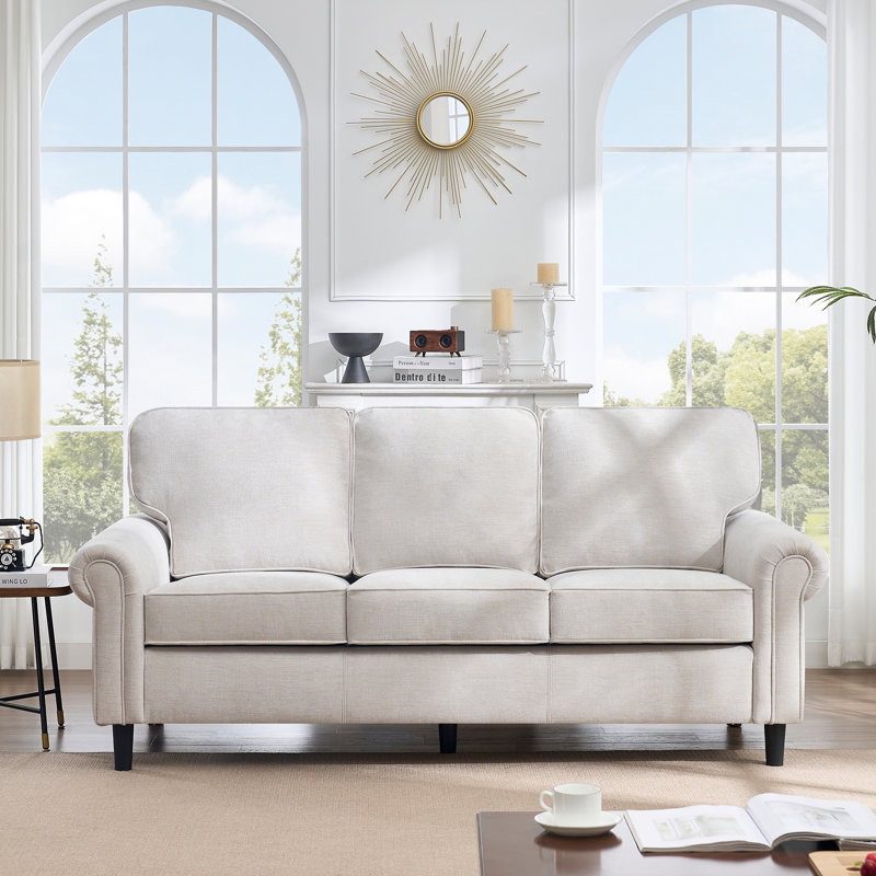 Luelle 82.7" W Rolled Arm Sofa , Chenille / Beige