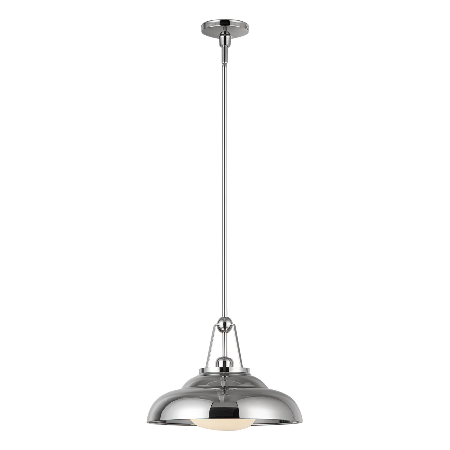 Palmetto Single Light Steel Pendant, Polished Nickel, 11.63" H x 14.5" W x 14.5" D