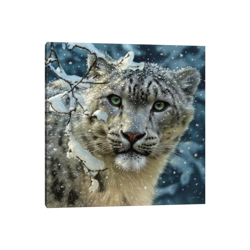 Snow leopard, carré, H 12 po x l 12 po x P 1,5 po, Toile tendue, Pas de tapis