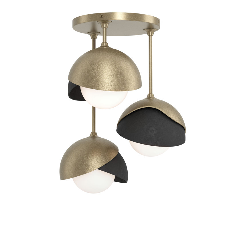 Brooklyn 3 - Light Double Shade Semi Flush Mount, Bronze, Sterling
