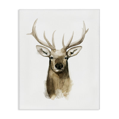" Deer Portrait Watercolor " by Grace Popp Painting Print