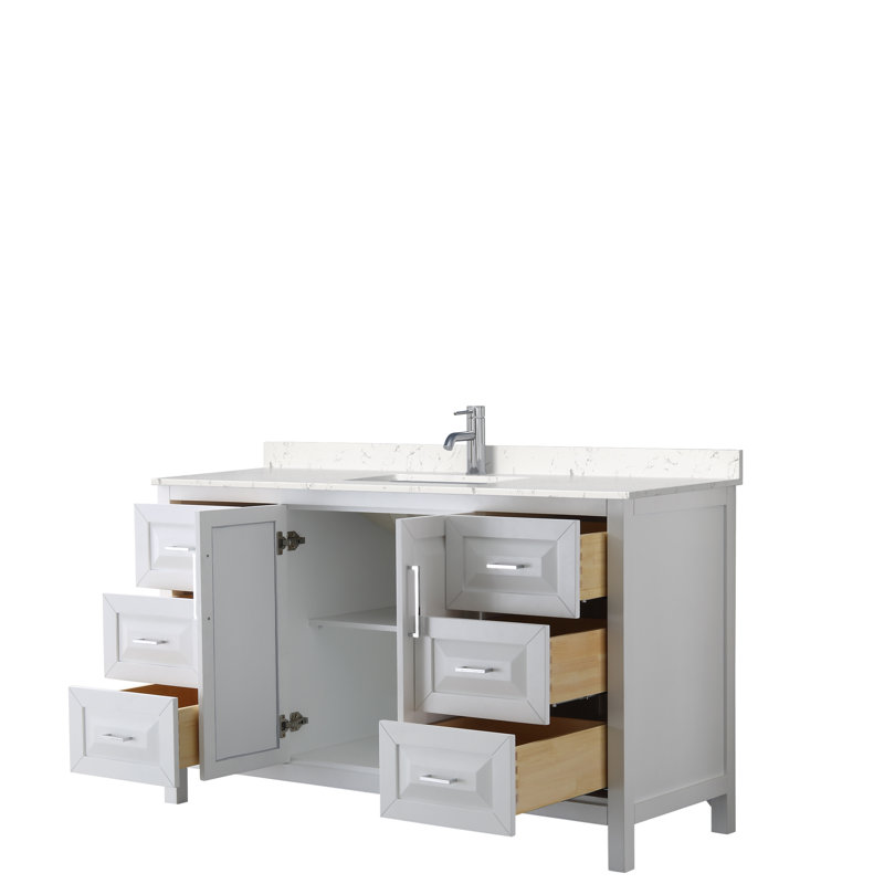 Daria 60" Single Bathroom Vanity Set, White, Polished Chrome, 60"