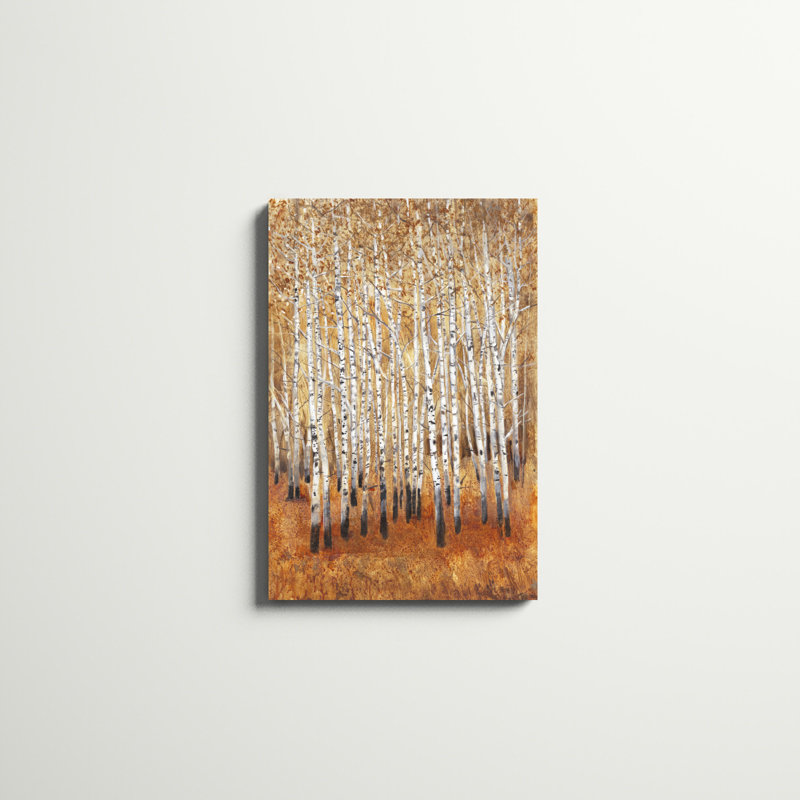 «Sienna Birches II», peinture sur toile, H 30 po x l 20 po