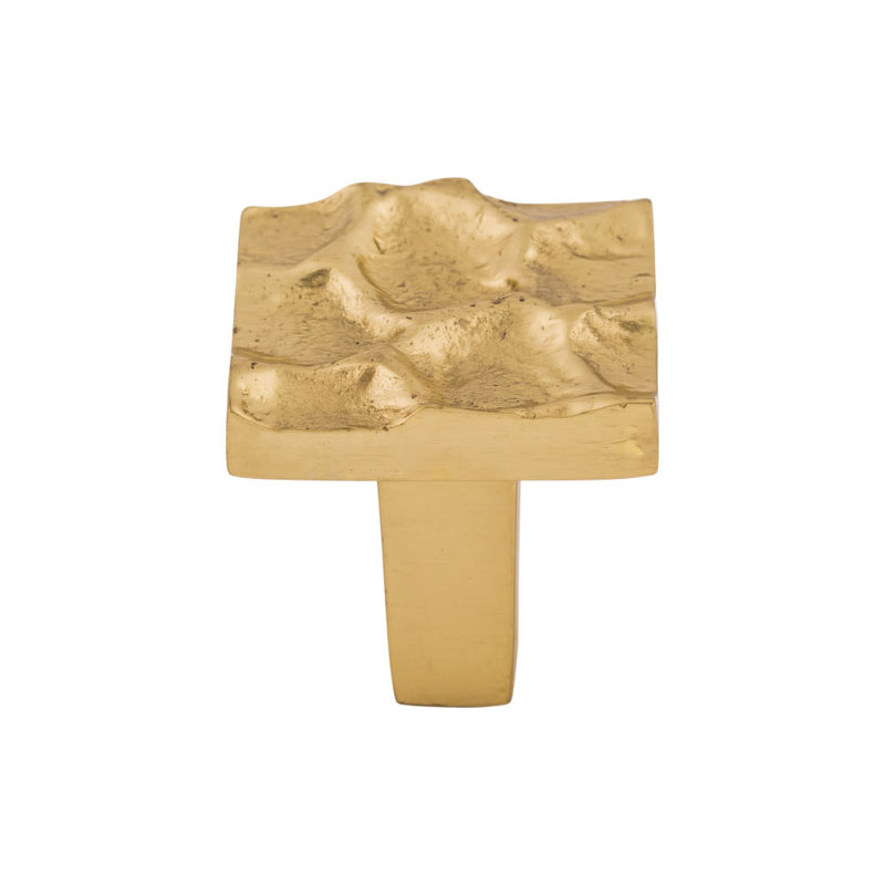 Cobblestone 1 1/8" Length Square Knob, Brass, 1 1/8" Length