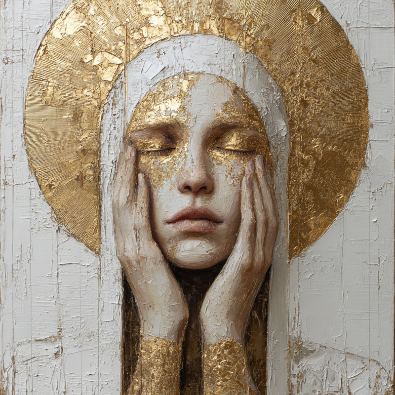 «Golden Silence», art mural sur toile tendue, L 20 po x H 20 po x P 1,5 po