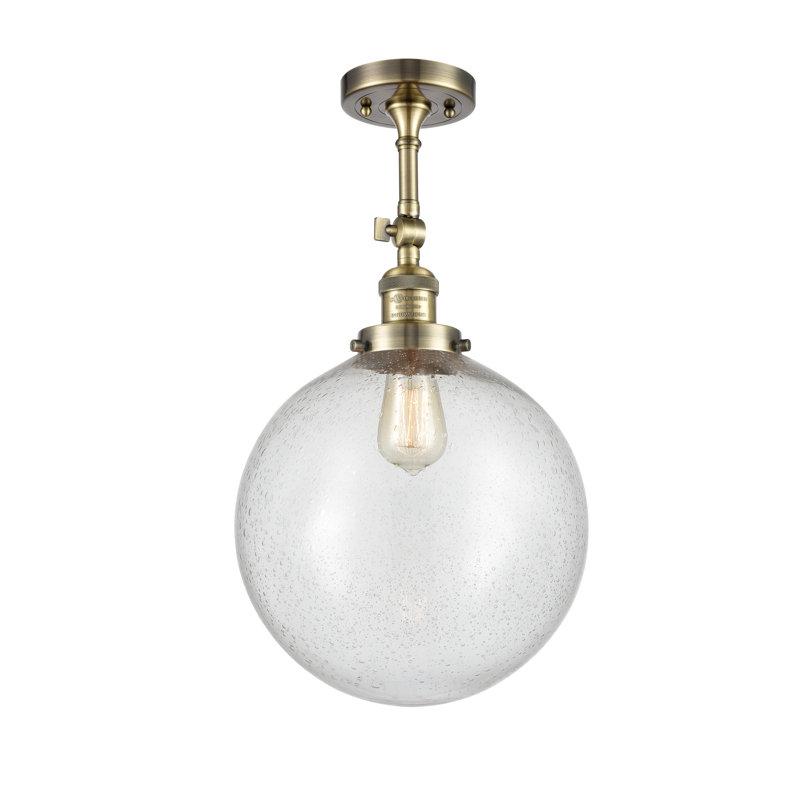 Plafonnier semi-encastré 1 lumière 12 "ciacchi, Laiton antique, Ampoule non incluse, Grainé