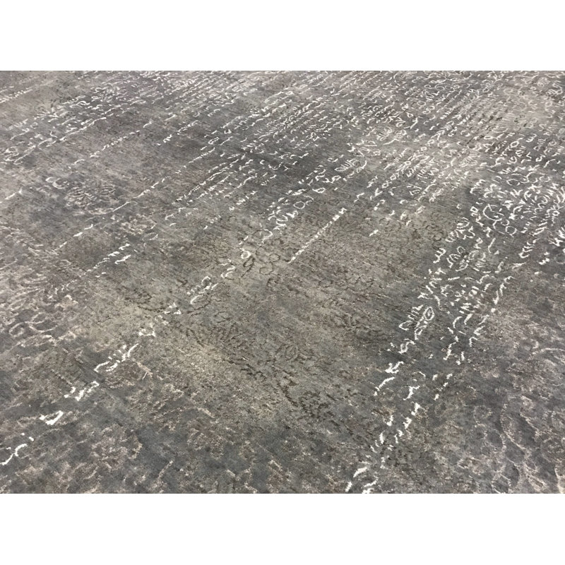 Tapis gris noué à la main de haute qualité