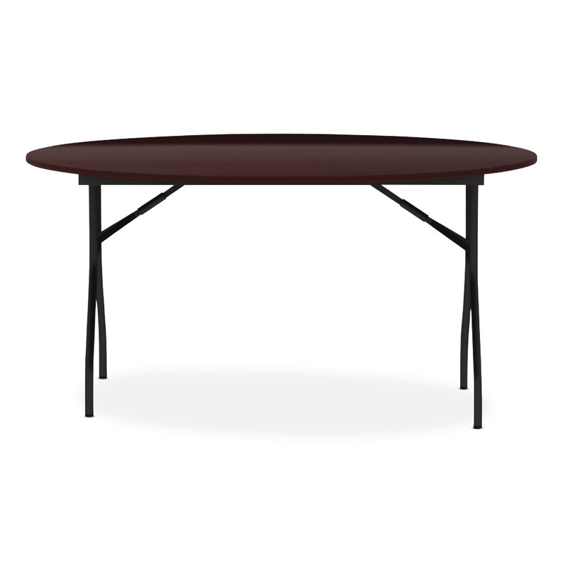Mahogany 59'' Round Scratch-Resistant Folding Table with Steel Legs