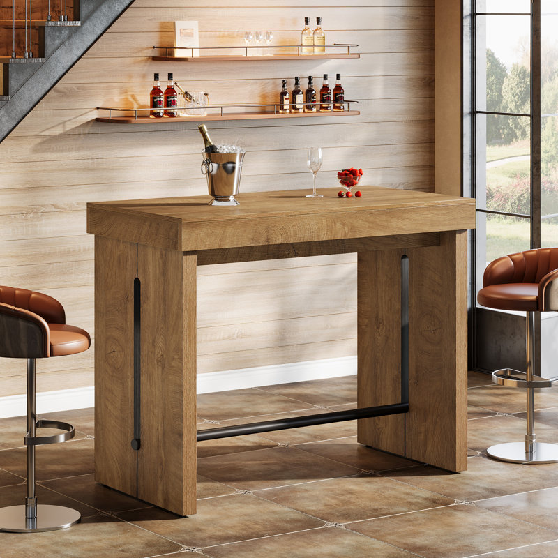 Table de bar à hauteur de comptoir de 41,3 po, table de bar avec repose-pieds en métal pour le petit-déjeuner de la cuisine