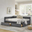 Structure de lit double capitonnée pleine grandeur avec deux tiroirs, structure de canapé-lit avec dossier confortable et accoudoirs, velours, gris (79,5 po x 58 po x 25 po)-259271454