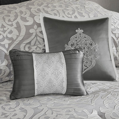 8 Piece Jacquard Comforter Set Silver/Silver