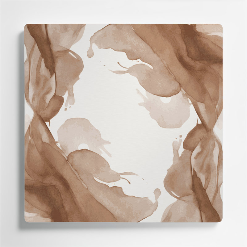 Aquarelle abstraite 22, art mural en métal beige, 8" H x 8" W
