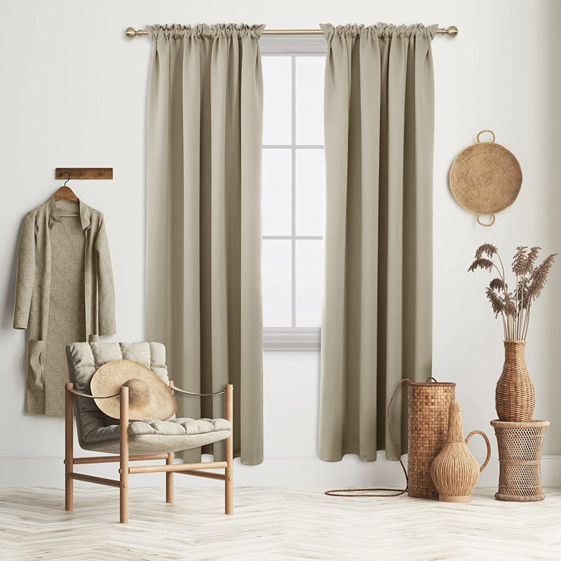 Peniste Room Darkening Curtain Pair, 52" W x 84" L, Beige