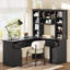 65" Large Computer Desk L-Shaped Desk With Bookshelf For Home Office-395414976