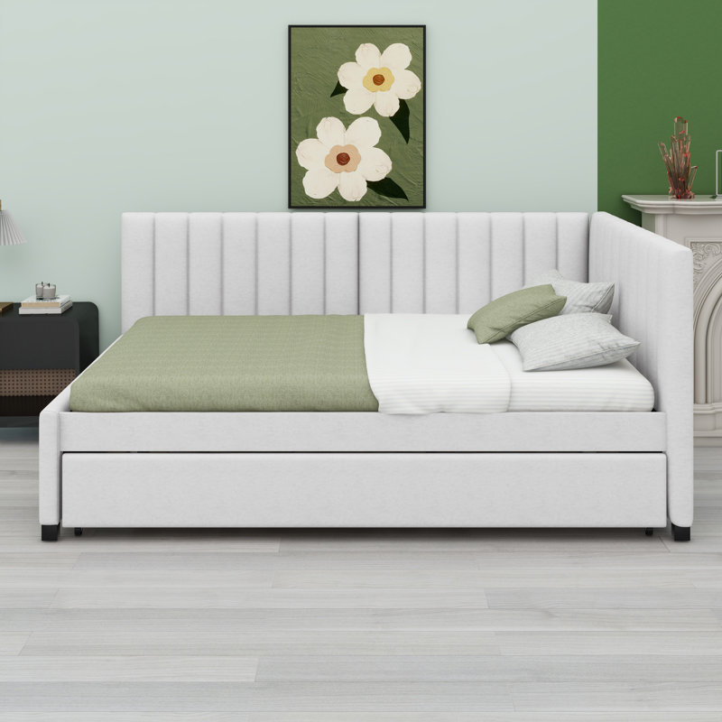 Lit de jour rembourré avec couchette, Beige