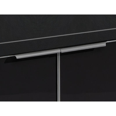 Ensemble d'armoires pour l'extérieur en aluminium noir 6 pièces avec 1 porte, 1 gril, 33 po de performance au gaz propane liquide et 16 po Dekton White Tops