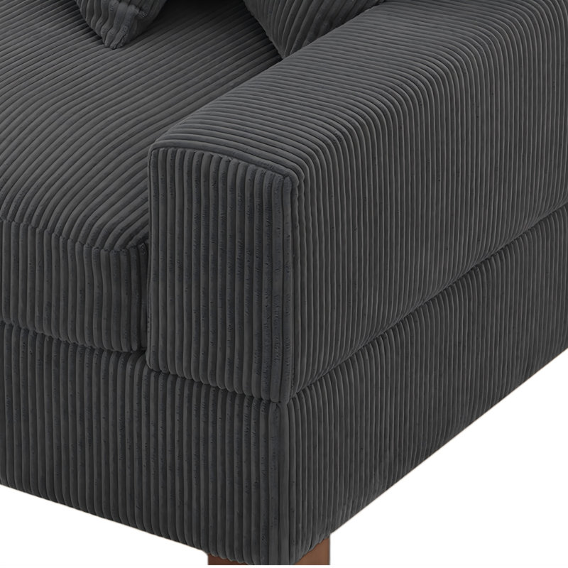 Fauteuil en velours côtelé Milbrey, Velours côtelé, Gris