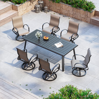 6 - Person Cast Aluminum Patio Dining Set With Sunbrella Swivel  Chairs