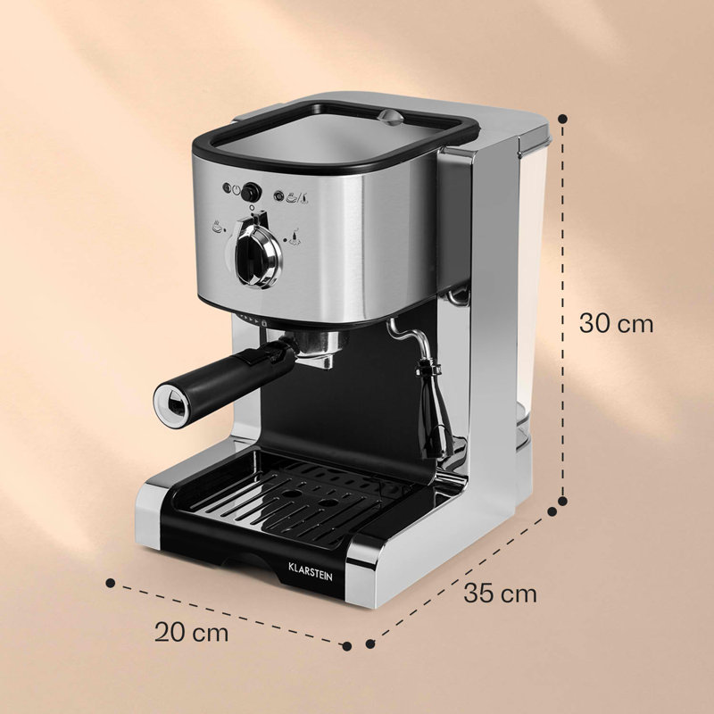 Klarstein Passionata Espresso Machine with Frother, Silver