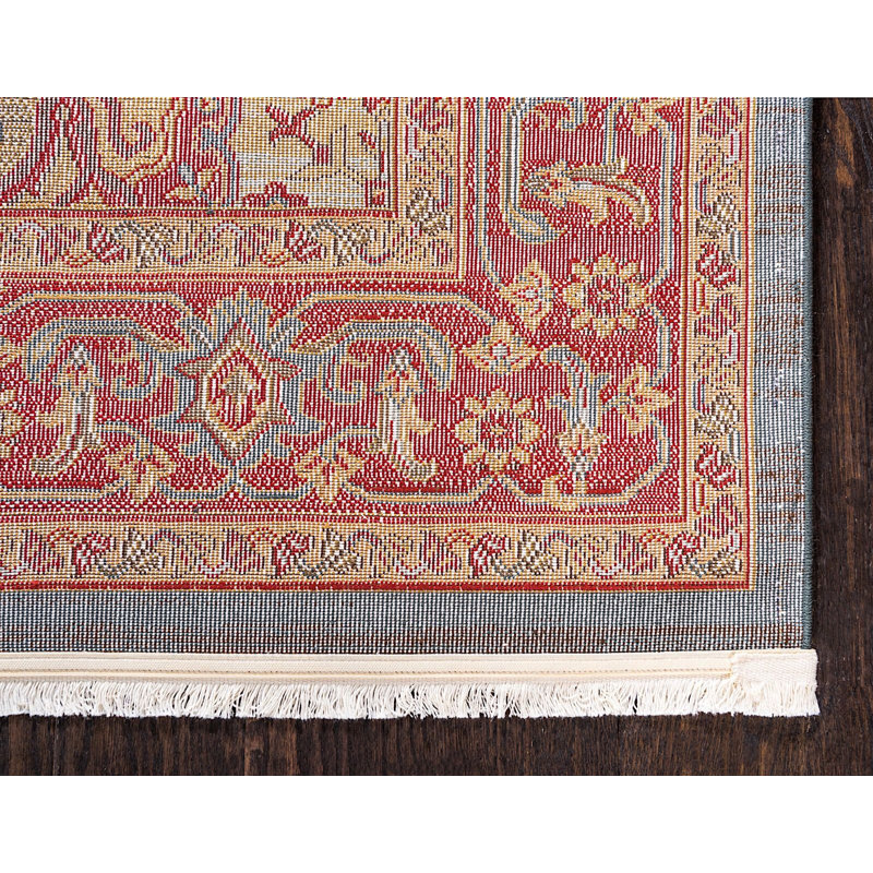 Tapis à motif oriental rouge / gris / jaune Azar, Rond 6 pi
