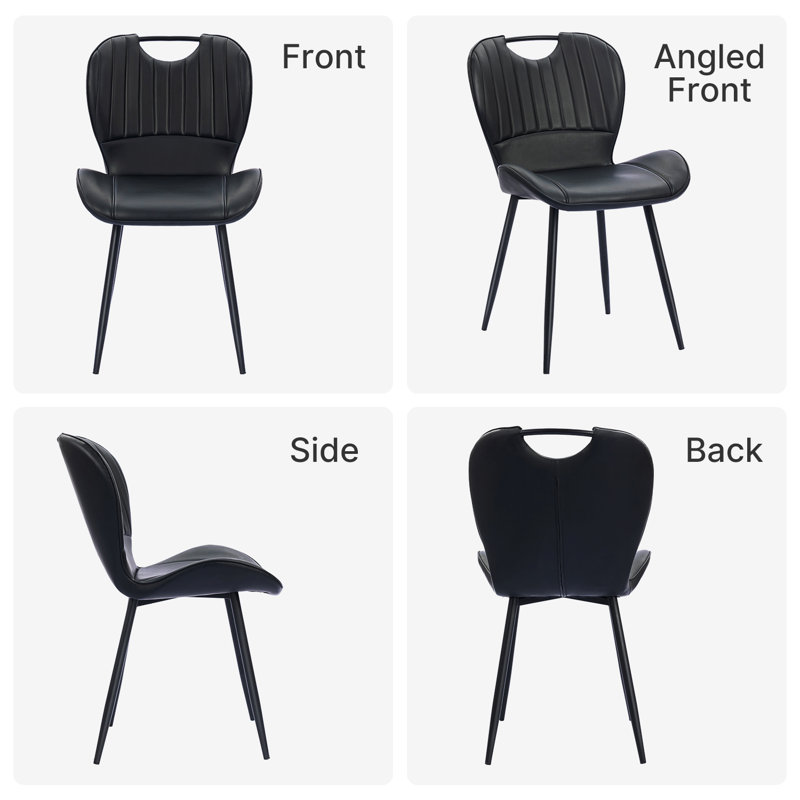 Chaises de salle à manger rembourrées modernes en similicuir (noir), Noir
