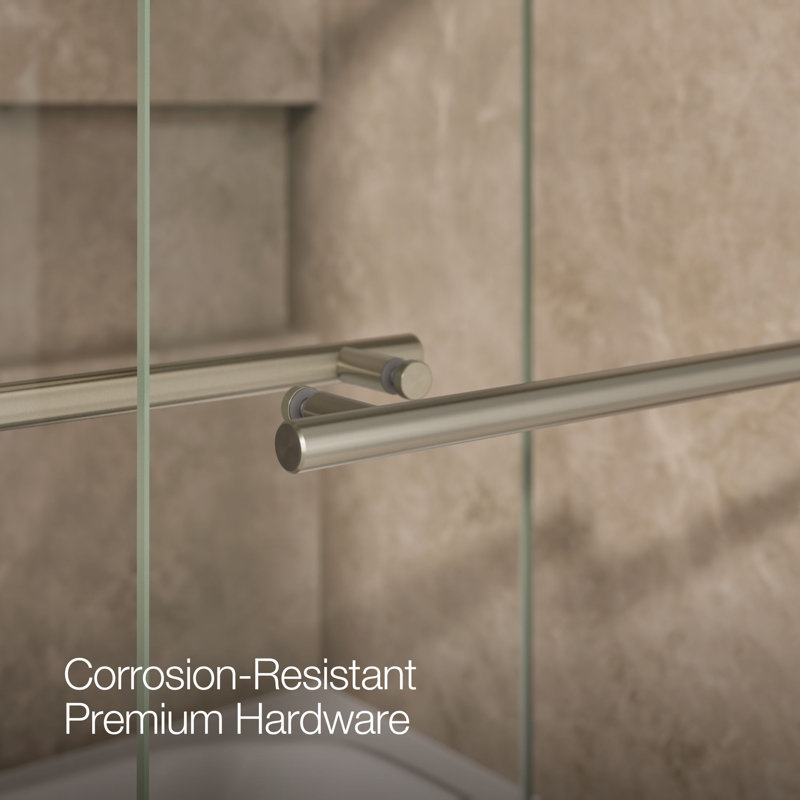 Levity Plus Less Sliding Bath Door, 61-9/16 In. H X 56-5/8 - 59-5/8 In. W, With 3/8 In.-Thick Crystal Clear Glass, Nickel
