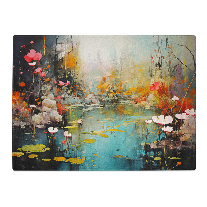 Pond Contemporary No.2  Glass Chopping Board