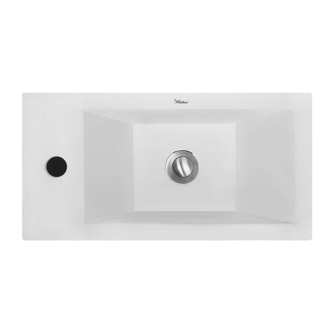 Whitehaus 9.875'' White Vitreous China Rectangular Bathroom Sink Whitehaus Collection Faucet