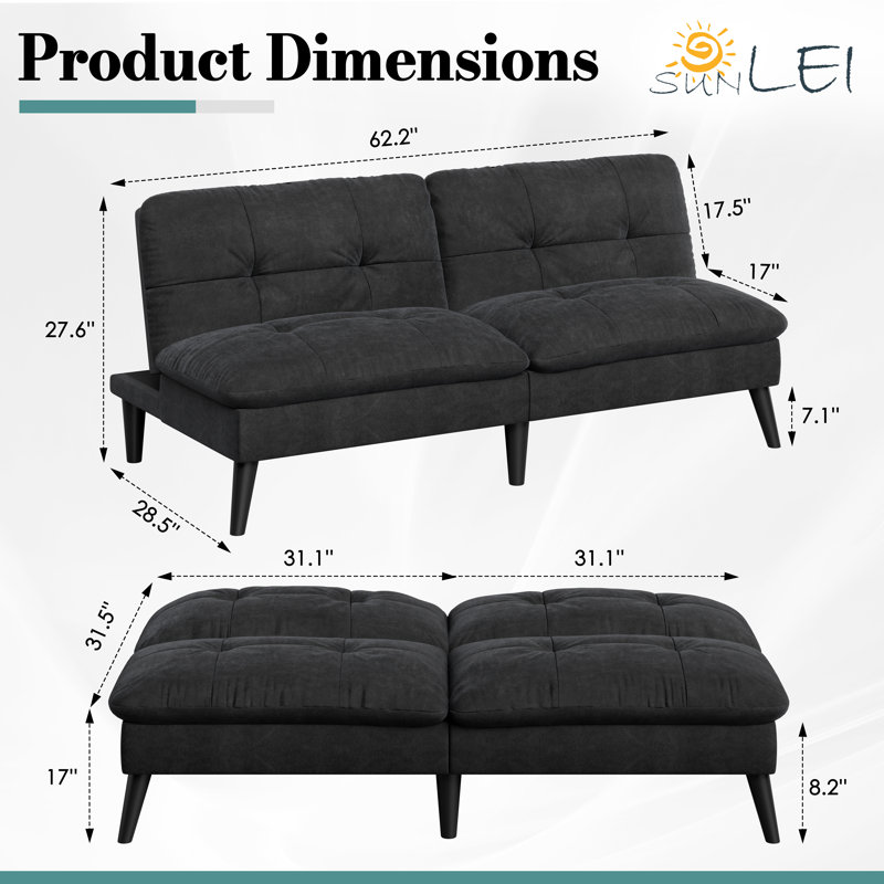 Canapé-lit convertible futon, Noir