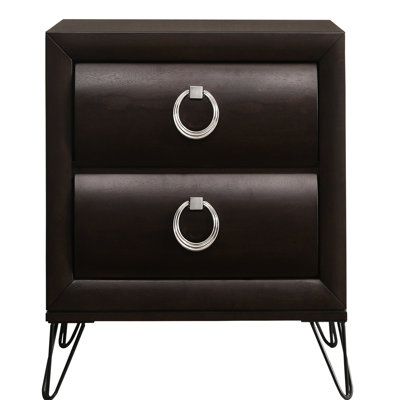 Dark Nightstand With Two Drawers And A Stylish Appeal 2 In - Adds Style Storage To Bedroom