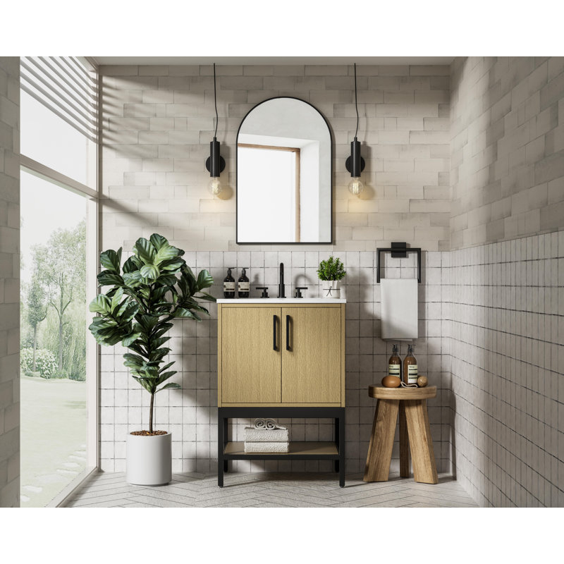24 inch Single Bathroom Vanity, Honey Brown