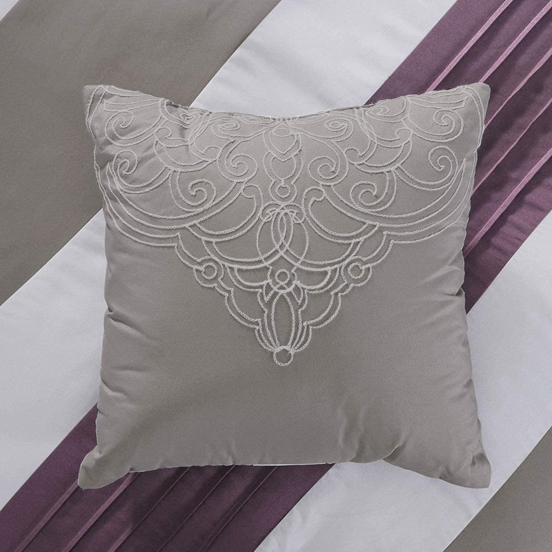 King Purple and Gray Geometric Medallion Comforter Set