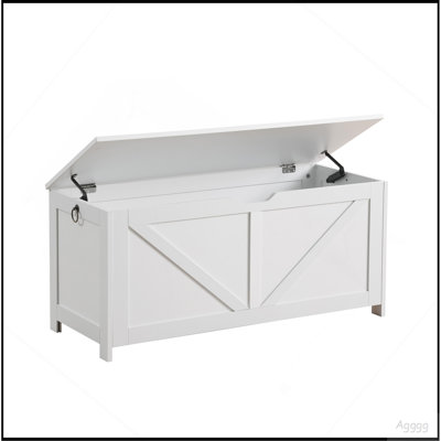 Storage Chest,Storage Bench,Retro Toy Box Organizer ,Entryway Storage Bench with 2 Hinges,Easy Assembly,White