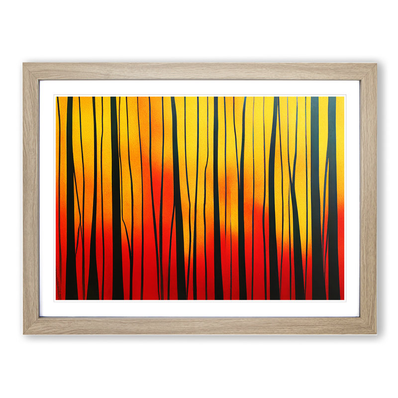 Abstract Autumn Forest Vol.2 1 Piece Single Picture Frame Wall Art, 25cm H x 34cm W x 2cm D, Oak