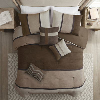 Édredon brun très grand - 7 pièces en faux suède pour un décor de style chalet moderne et tendance